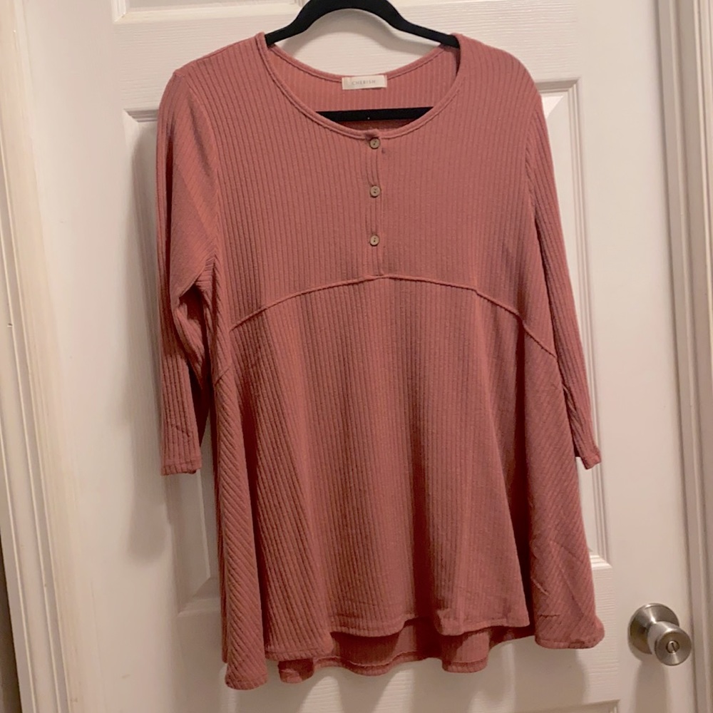 Cherish Ribbed 3/4 Sleeve Top